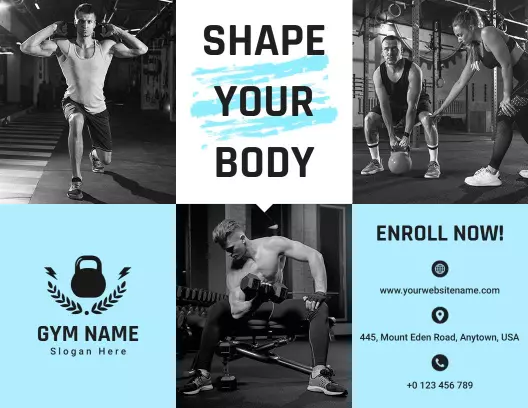 Dynamic Fitness Programs and Body Strengthening Gym Brochure Template