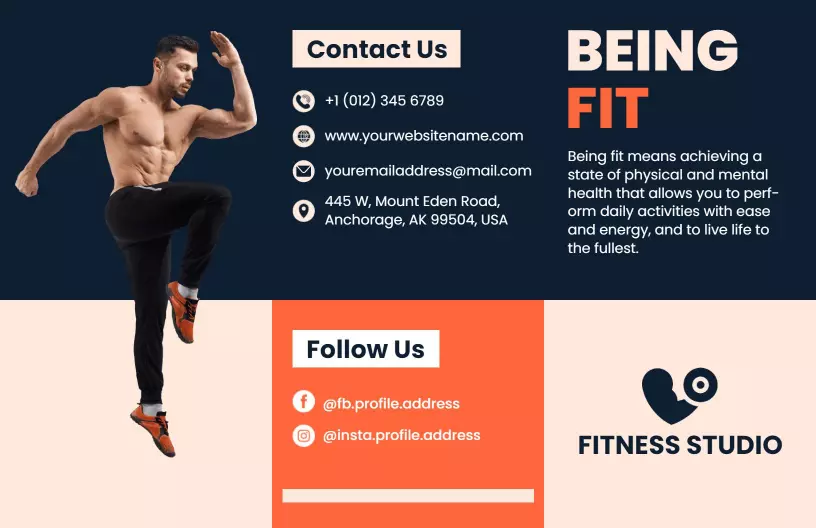 Dynamic Fitness Studio Training Enrollment and Health Benefits Brochure Template