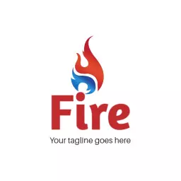 Dynamic Flames in Red and Blue Representing Fire Safety Logo Template
