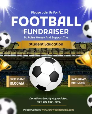 Dynamic Football Fundraiser for Student Education Poster Template