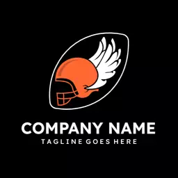 Dynamic Football Helmet Design Featuring Wing Motif Logo Template