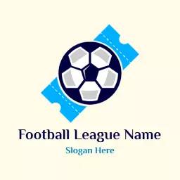 Dynamic Football League Logo Showcasing Ticket and Ball Design Logo Template