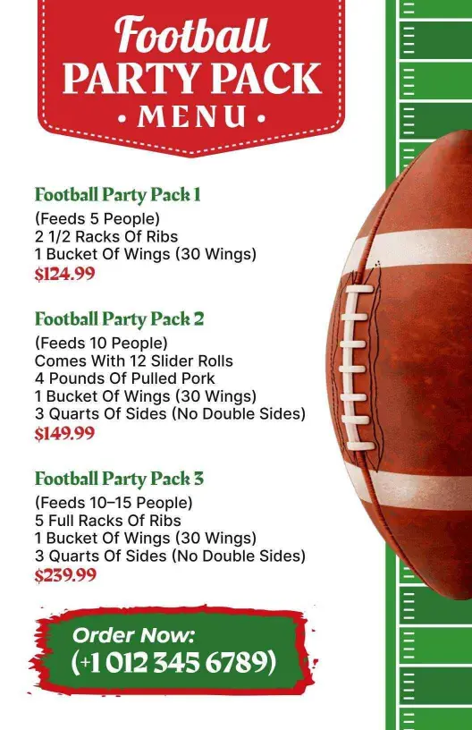 Dynamic Football Party Packs Special Menu Template