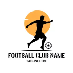 Dynamic Football Player Kicking a Ball at Sunset Logo Template