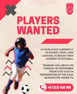 Dynamic Football Training Enrollment for Young Players Poster Template