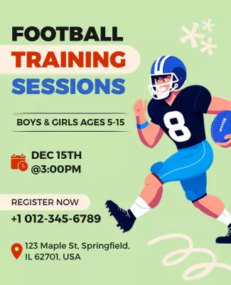 Dynamic Football Training Sessions for Kids Poster Template