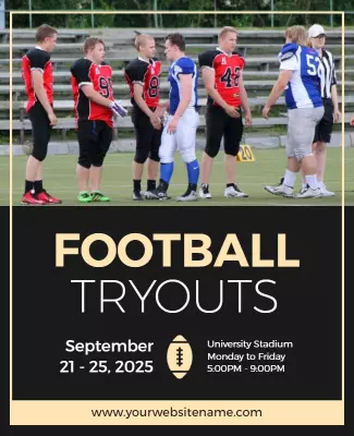 Dynamic Football Tryouts Team Recruitment Poster Template