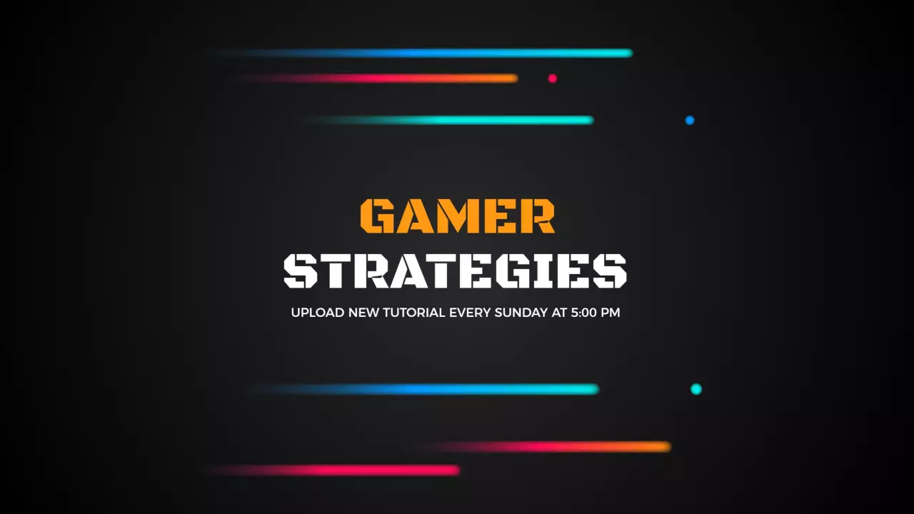 Dynamic Gamer Strategies with Colorful Lines on Black Background Banner Template