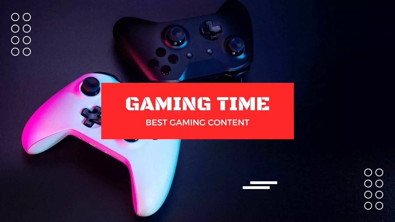 Dynamic Gaming Controllers on Dark Background Game Banner Template