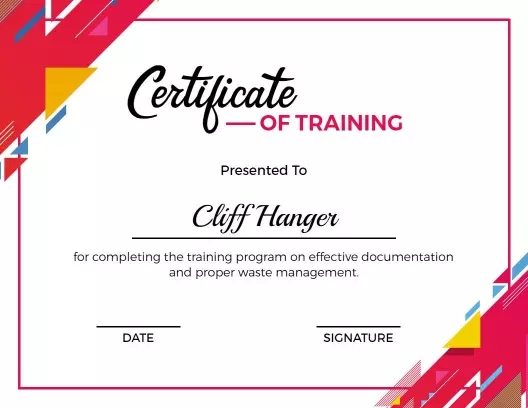 Dynamic Geometric Colorful Training Completion Certificate Template