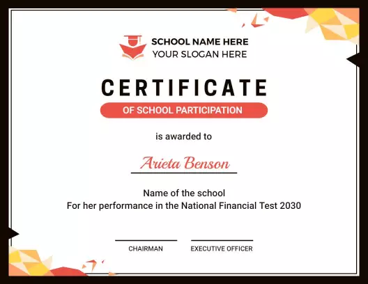Dynamic Geometric Design for School Participation Certificate Template