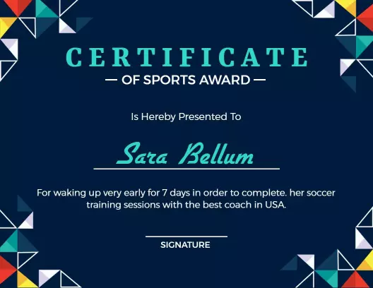 Dynamic Geometric Design Sports Award Certificate Template