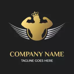 Dynamic Gold Fitness Design Showcasing Strength and Power Logo Template