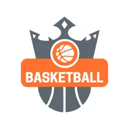 Dynamic Gray and Orange Crowned Basketball Team Logo Template