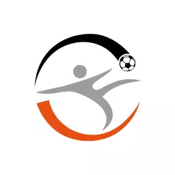Dynamic Gray and Orange Football Design Featuring a Player Logo Template