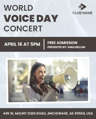 Dynamic Gray World Voice Day Concert Poster Template