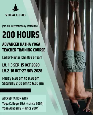 Dynamic Green Advanced Hatha Yoga Teacher Training Poster Template