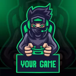 Dynamic Green and Black Gaming Character Esports Logo Template
