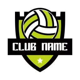 Dynamic Green and Black Shield Logo for Volleyball Sports Logo Template