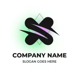 Dynamic Green and Black X Letter Design for Branding Logo Template