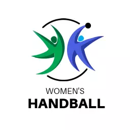 Dynamic Green and Blue Action in Women's Handball Logo Template