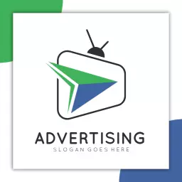 Dynamic Green and Blue Advertising Concept with TV Logo Template