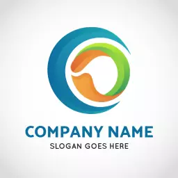 Dynamic Green and Blue Circular Design in Gradient Logo Template