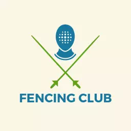 Dynamic Green and Blue Fencing Club Promoting Sportsmanship Logo Template