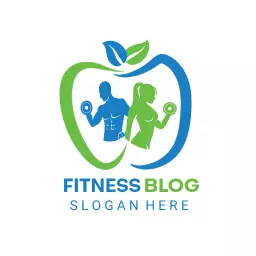Dynamic Green and Blue Fitness Blog Promoting Healthy Living Logo Template