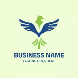 Dynamic Green and Blue Phoenix Symbolizing Resilience Logo Template