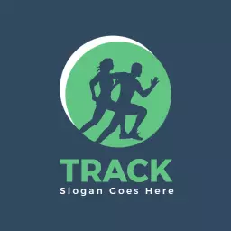 Dynamic Green and Blue Running Track Logo Template