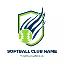 Dynamic Green and Blue Shield Representing Softball Spirit Logo Template