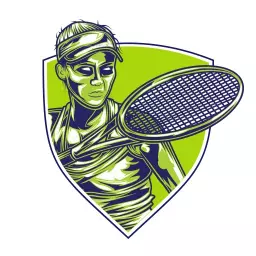 Dynamic Green and Blue Tennis Player Sports Logo Template