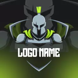 Dynamic Green and Gray Warrior Design for Esports Logo Template