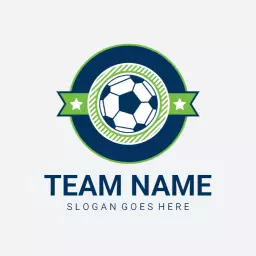 Dynamic Green and Navy Football Team Logo Featuring a Soccer Ball Logo Template