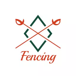 Dynamic Green and Orange Design Showcasing Fencing Sport Logo Template