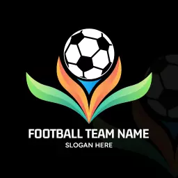 Dynamic Green and Orange Football Team Logo with Ball Design Logo Template