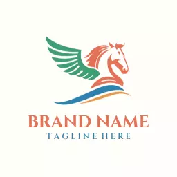 Dynamic Green and Orange Pegasus Design for Branding Logo Template
