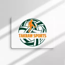 Dynamic Green and Orange Sepak Takraw Sports Logo Template