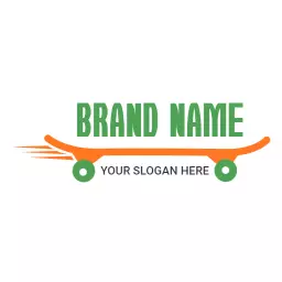 Dynamic Green and Orange Skateboard Design for Skating Logo Template