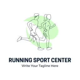 Dynamic Green and White Running Enthusiasts Sports Center Logo Template