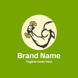 Dynamic Green and Yellow Fitness Strength Training Logo Template