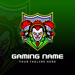 Dynamic Green and Yellow Gaming Squad Logo with Fierce Clowns Logo Template