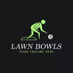 Dynamic Green Athlete Engaging in Competitive Lawn Bowls Logo Template