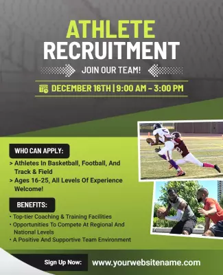 Dynamic Green Athlete Recruitment Event Poster Template