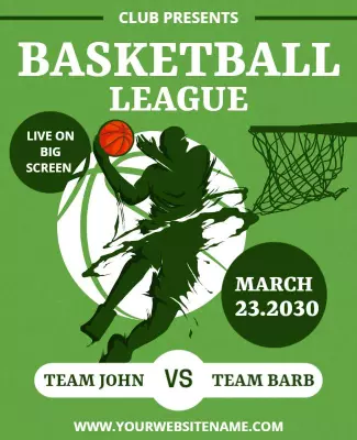 Dynamic Green Basketball League Matchup Poster Template