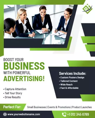 Dynamic Green Business Advertising Strategy Poster Template