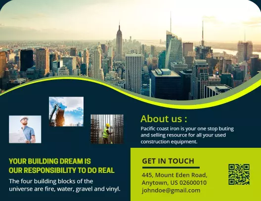 Dynamic Green Construction Equipment Sales and Services Brochure Template