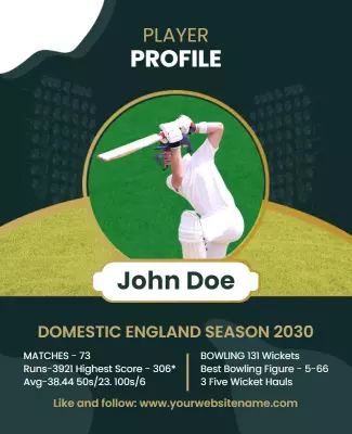 Dynamic Green Cricket Player Profile Season Poster Template