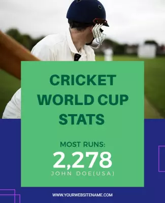 Dynamic Green Cricket World Cup Statistics Poster Template